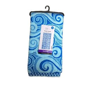 Mainstays Oversized Beach Towel Blue Waves 72 x 36 New with Tags